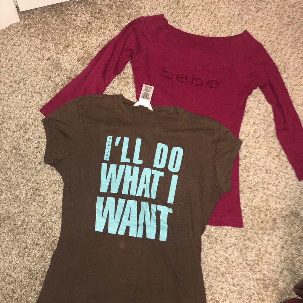 graphic tees - bebe and guess